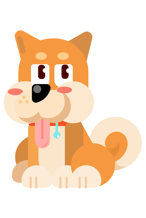 舌を出して座る、POMiRiの犬キャラクター・oil